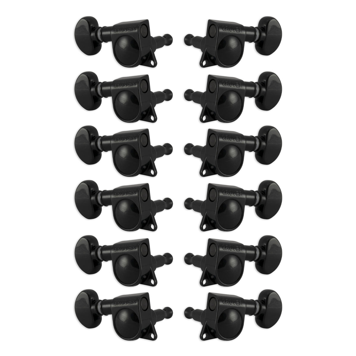 Grover Mid-Size Rotomatics Machineheads ~ 6 in-line ~ 12-String ~ Black Chrome