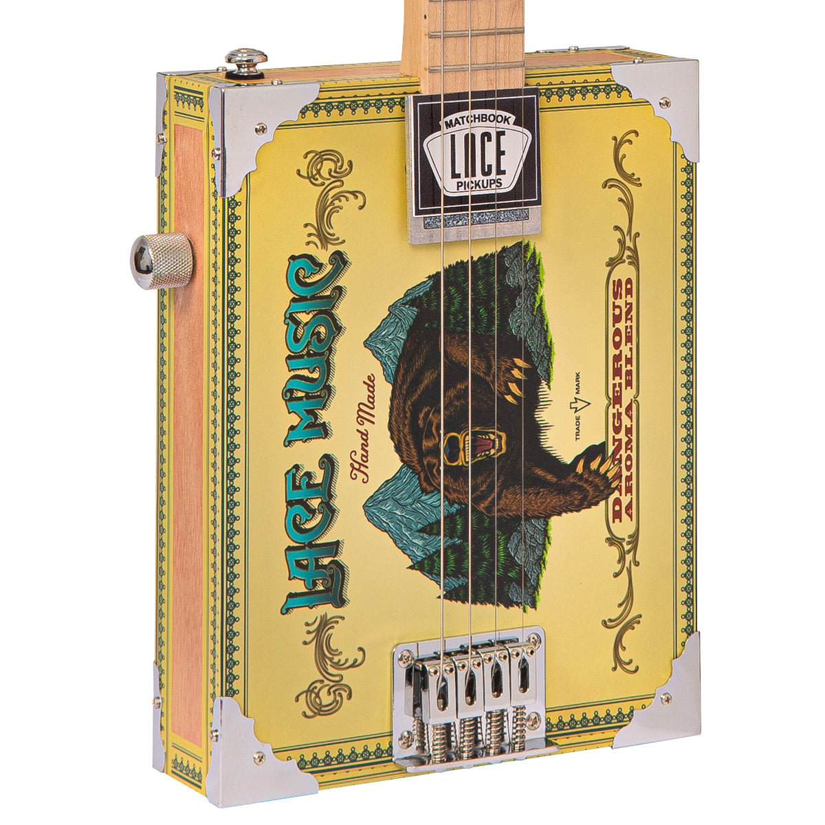 Lace Cigar Box Electric Guitar ~ 4 String ~ Grizzly Bear
