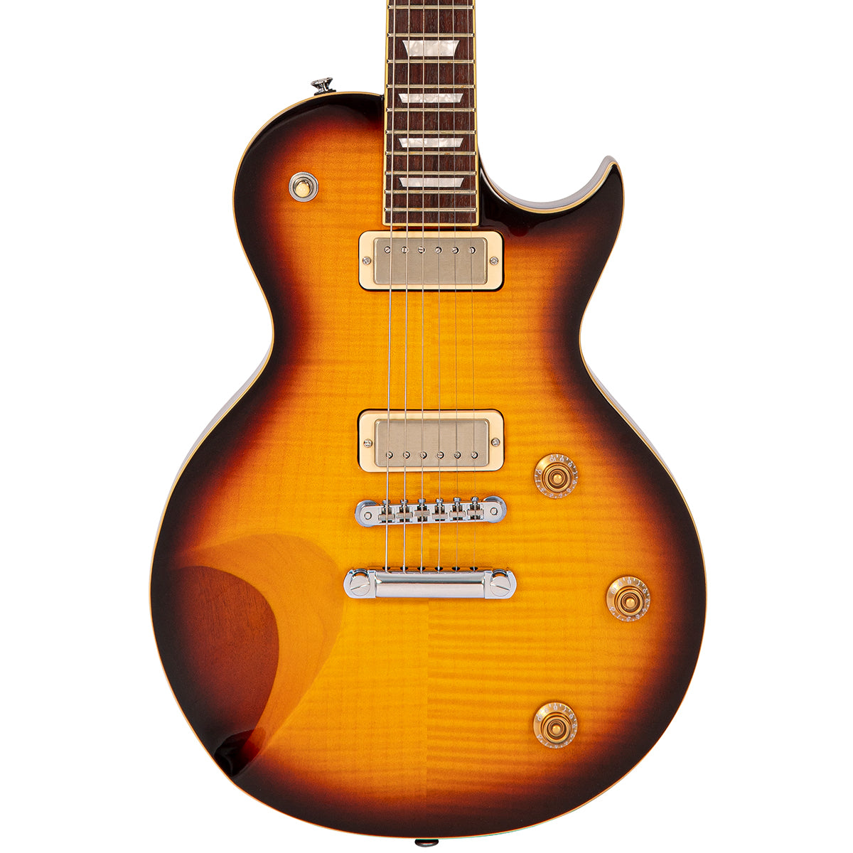 Flamed Tobacco Sunburst Fret-King Eclat Custom Electric Guitar