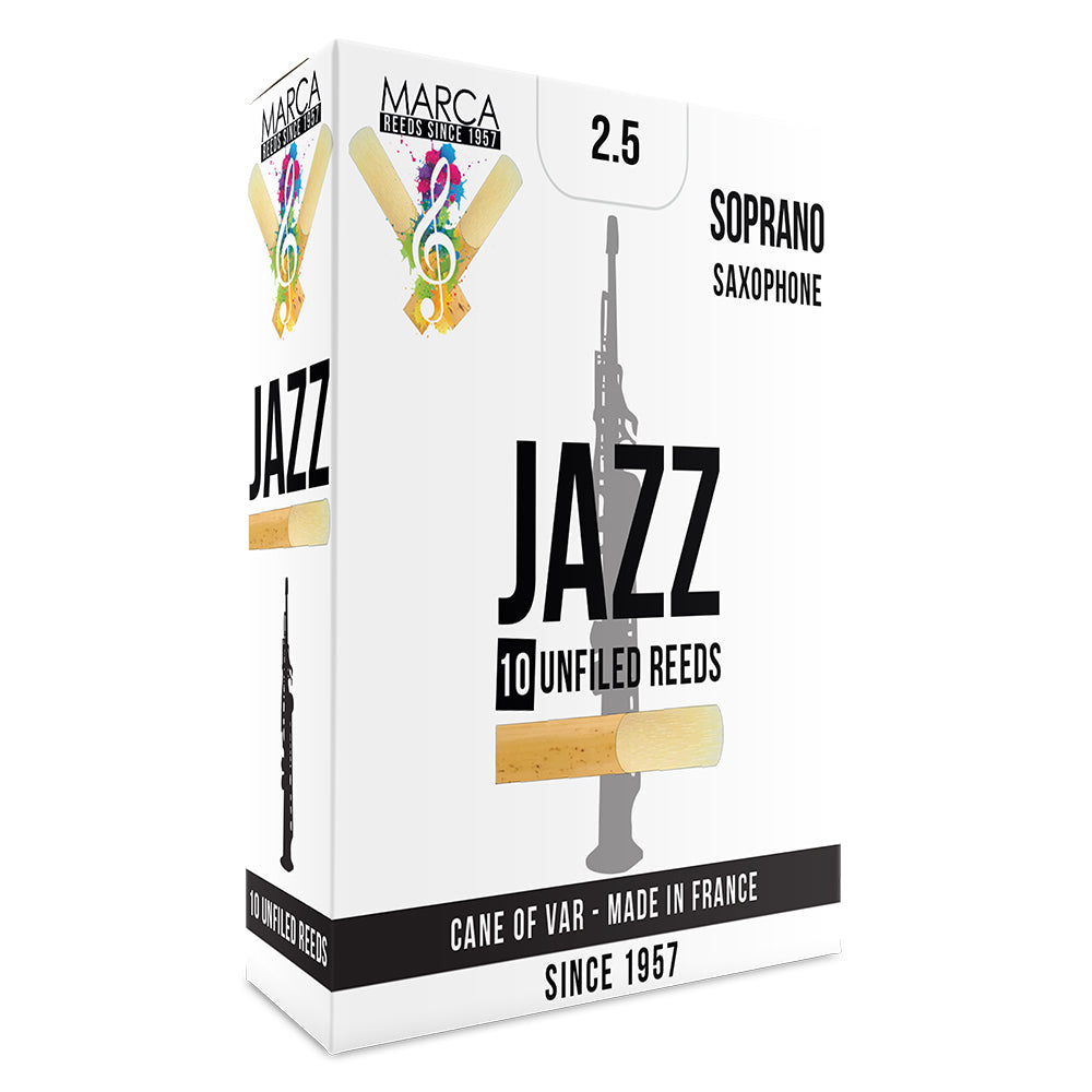 Marca Jazz Unfiled Reeds ~ 10 Pack ~ Soprano Sax ~ 2.5