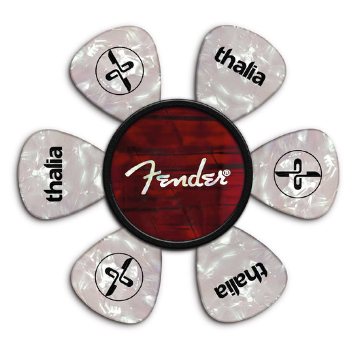 Fender® by Thalia Pick Puck ~ Red Angel Wing ~ Spaghetti Logo
