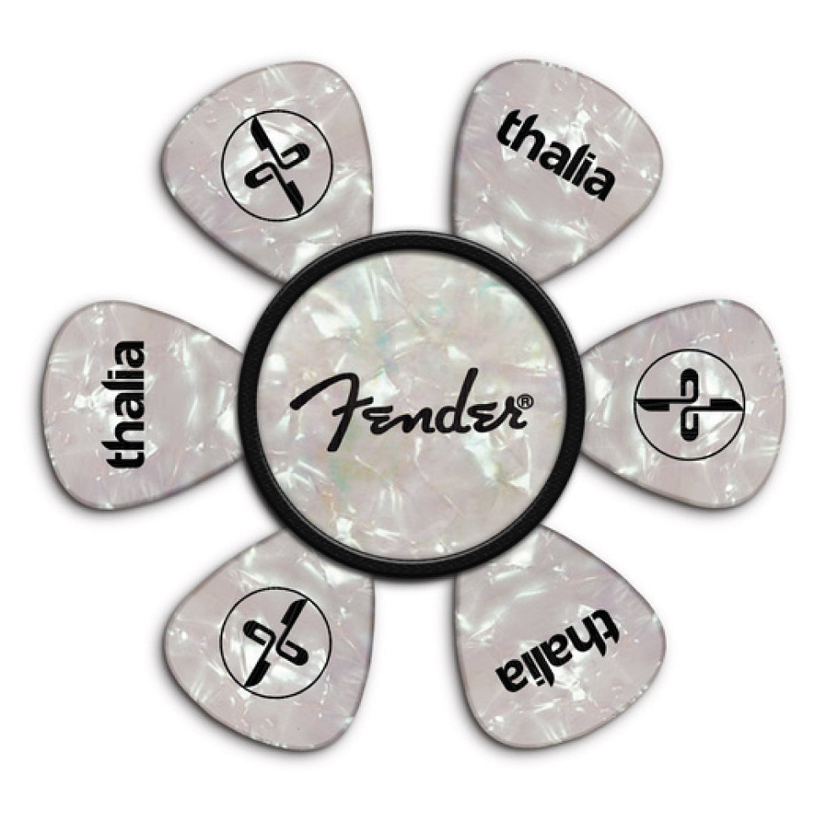 Fender® by Thalia Pick Puck ~ Mother-of-Pearl ~ Spaghetti Logo