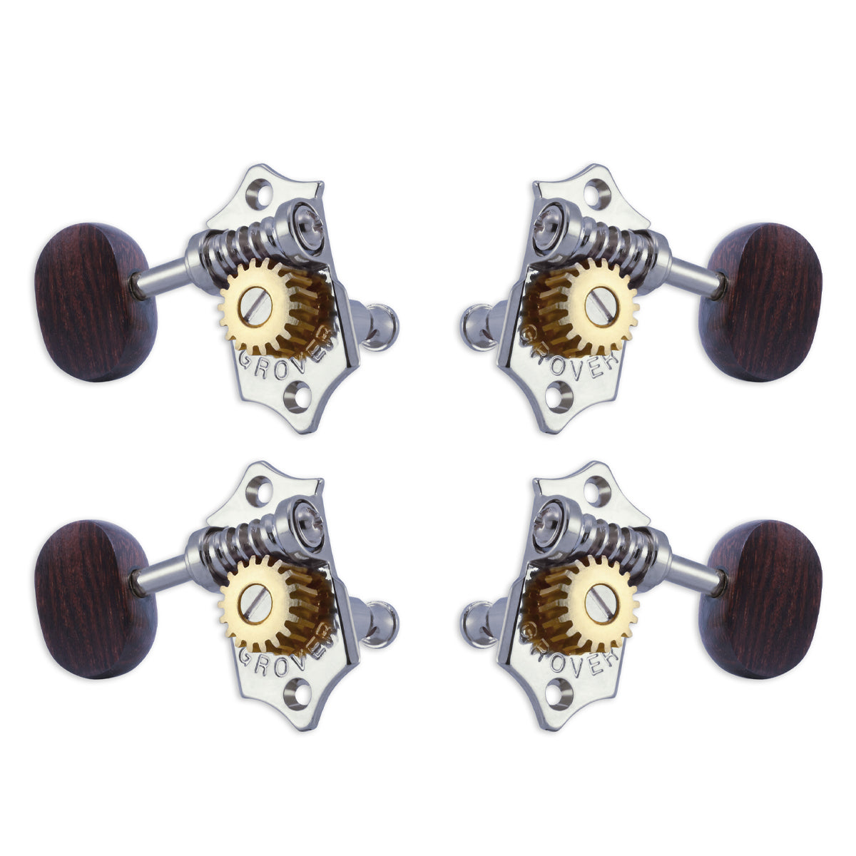 Grover U99 Series Sta-Tite Ukulele Pegs (Set of 4) ~ Chrome ~ Rosewood Buttons