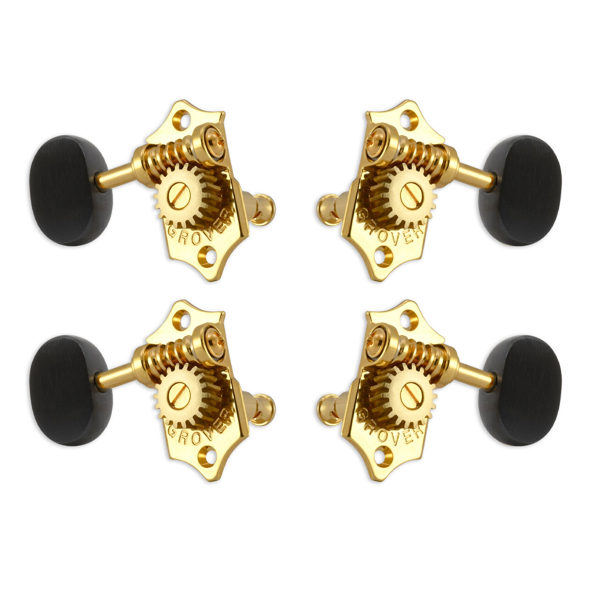 Grover U99 Series Sta-Tite Ukulele Pegs (Set of 4) ~ Gold ~ Ebony Buttons