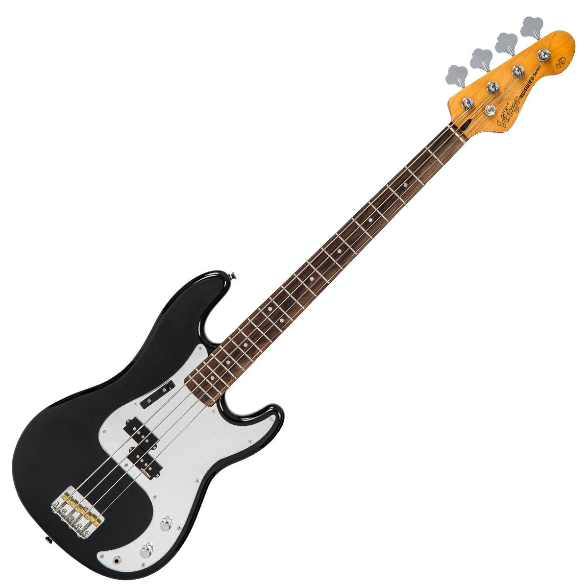 Rocker Black / Mirror Scratchplate Vintage V4 ReIssued Bass Guitar
