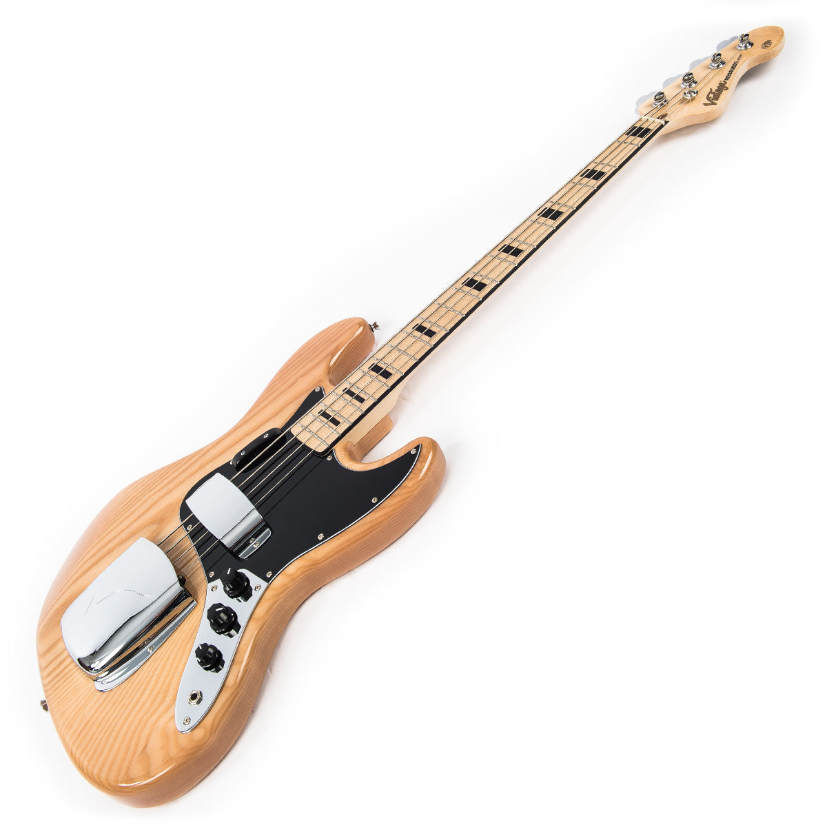Natural Ash Vintage VJ74 ReIssued Maple Fingerboard Bass Guitar