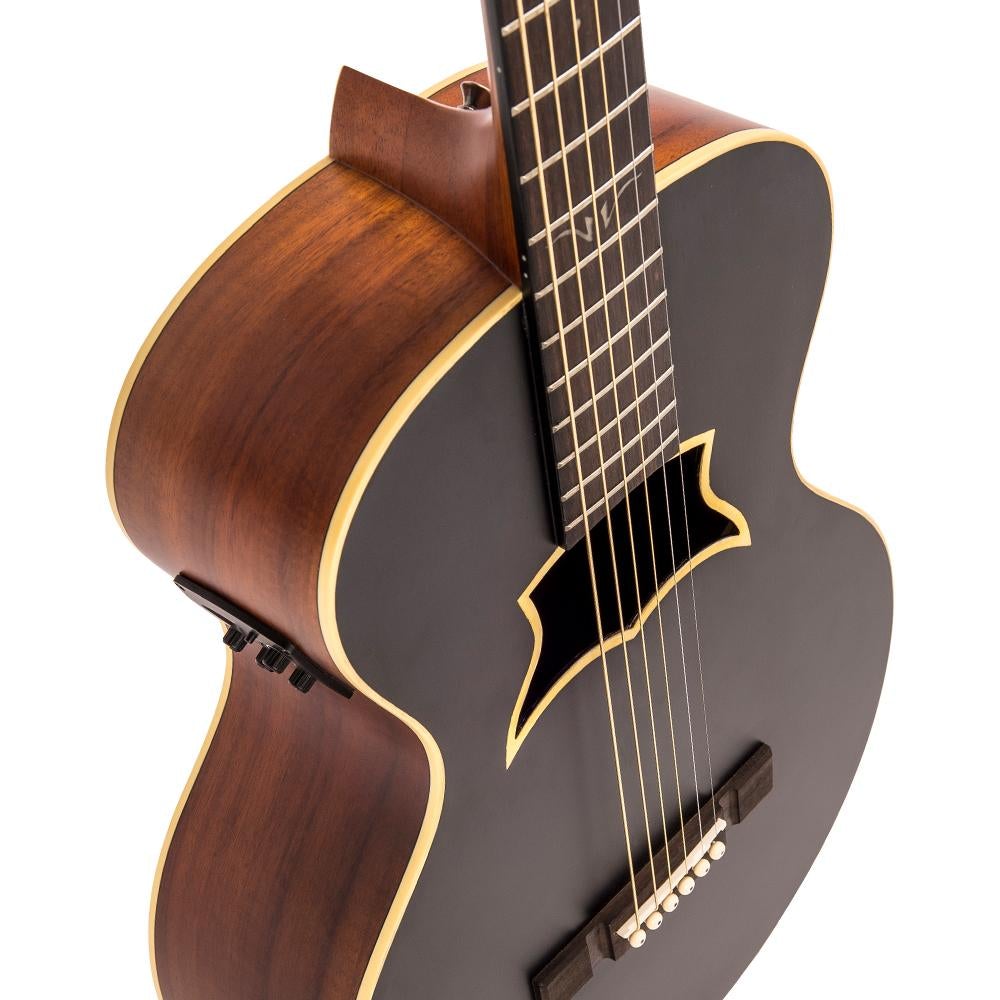Satin Black Vintage 'Raven' Paul Brett Electro-Acoustic Guitar