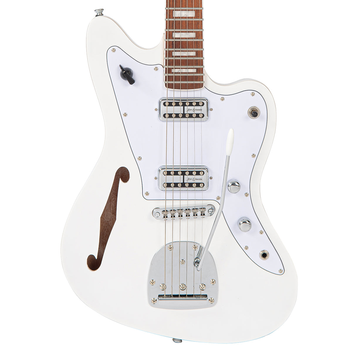 Arctic White Vintage REVO Series 'Surfmaster Thinline' Twin Electric Guitar