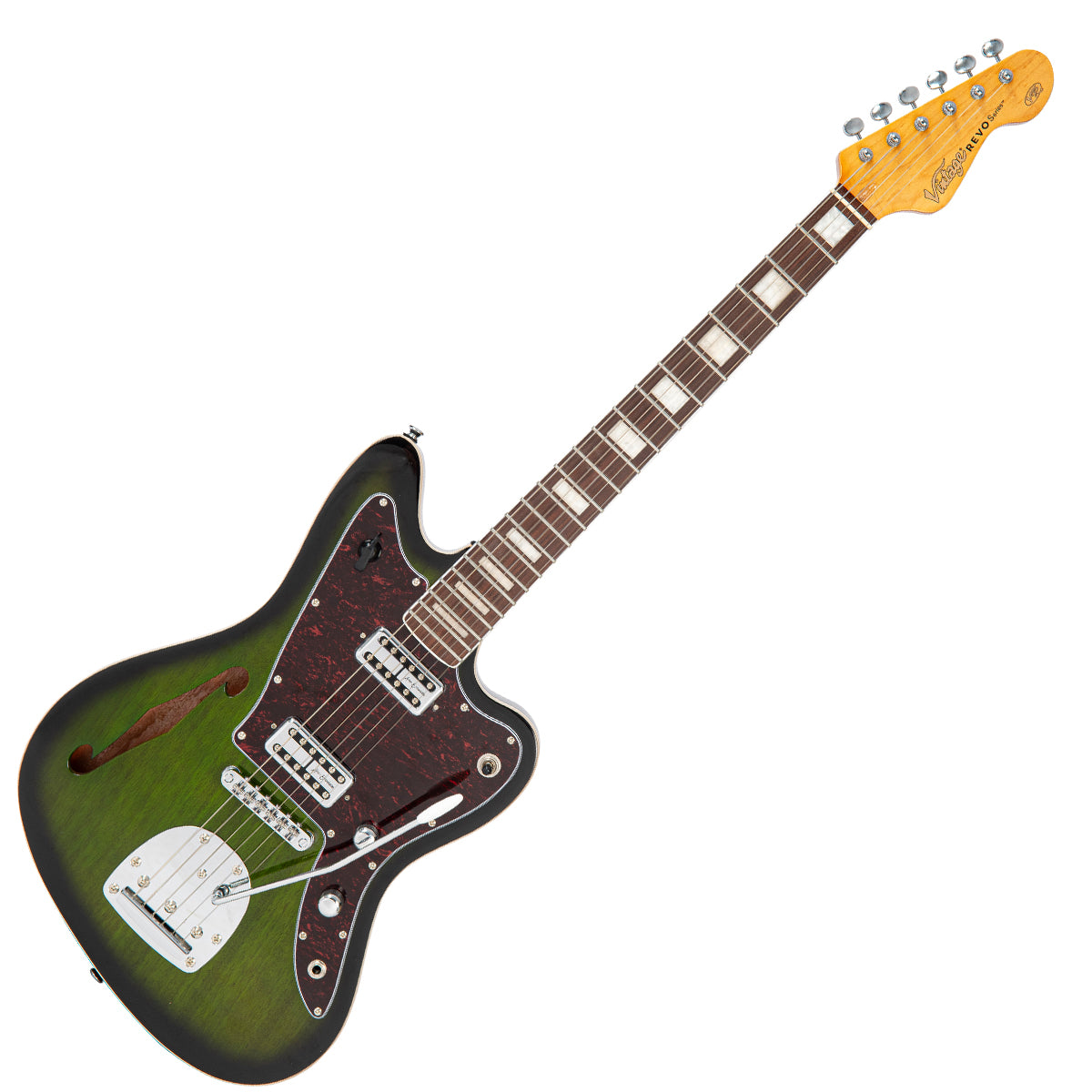 Greenburst Vintage REVO Series 'Surfmaster' Thinline Twin Electric Guitar