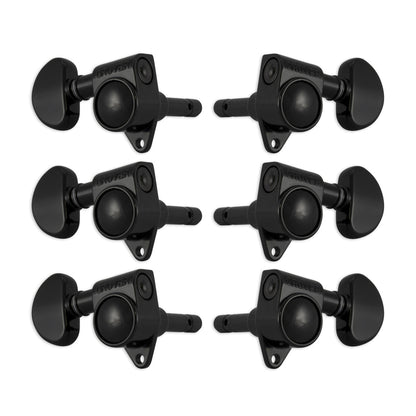 Grover Original Locking Rotomatics Machineheads ~ 3+3 ~ Black Chrome