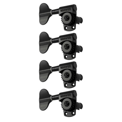 Grover Titan Bass Machineheads 4 in-line – Black Chrome Left Hand