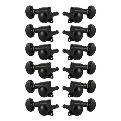 Grover Mid-Size Rotomatics Machineheads ~ 6 in-line ~ 12-String ~ Black Chrome