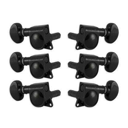 Grover Mini Locking Rotomatics Machineheads ~ 3+3 ~ Black Chrome