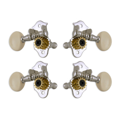 Grover Sta-tite Ukulele Pegs (Set of 4) Chrome – White