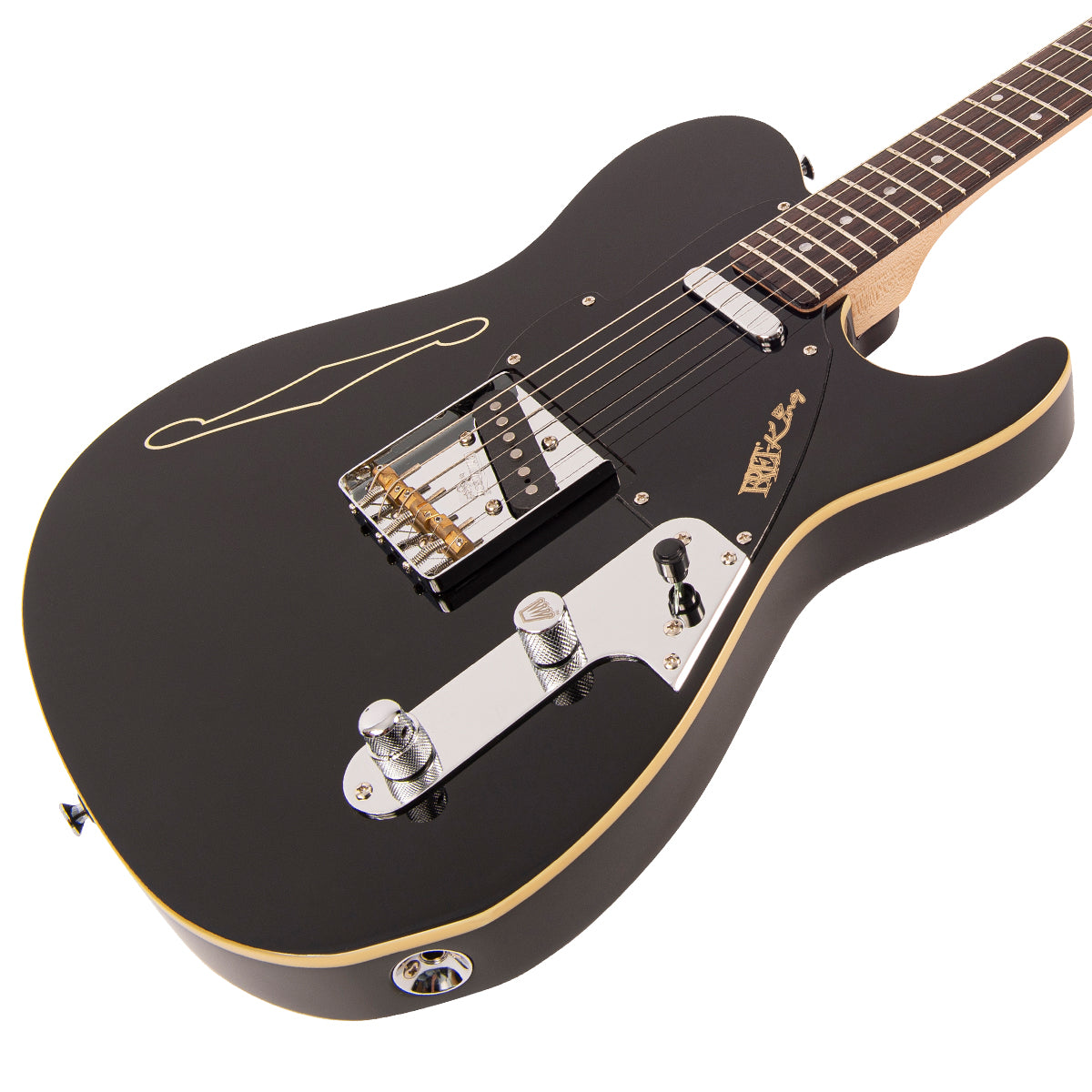 Gloss Black Fret-King Country Squire Stealth Electric Guitar