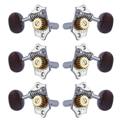 Grover STA-TITE Machineheads ~ 3+3 ~ Horizontal ~ Chrome ~ Rosewood Buttons