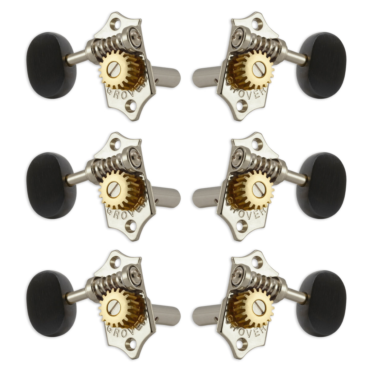 Grover Sta-Tite Vertical Machineheads 3+3  Nickel – Ebony Buttons