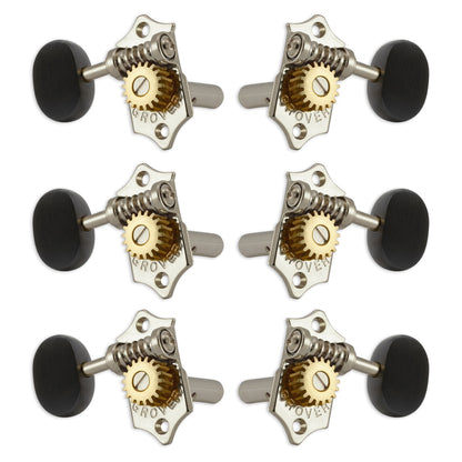 Grover Sta-Tite Vertical Machineheads 3+3  Nickel – Ebony Buttons
