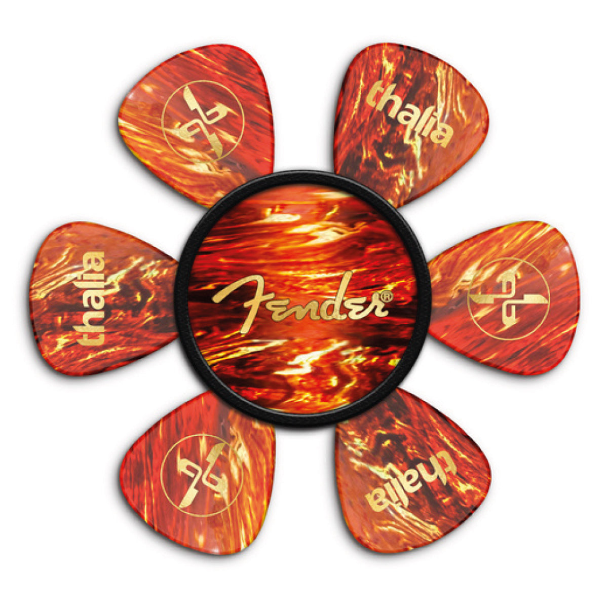 Fender® by Thalia Pick Puck ~ Tortoiseshell ~ Spaghetti Logo