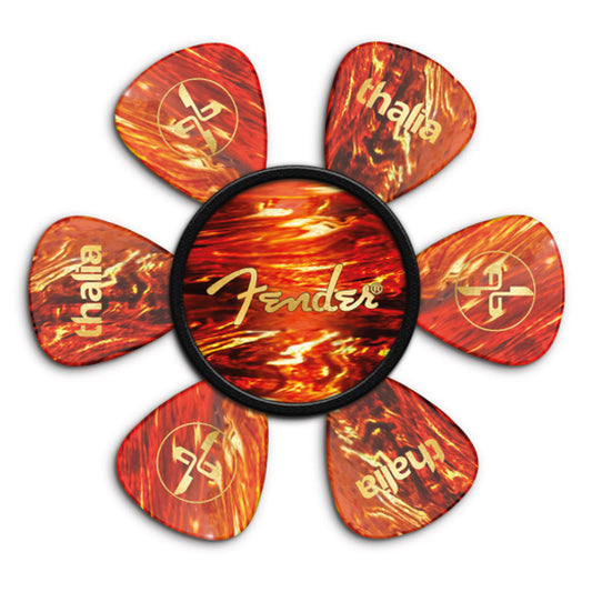 Fender® by Thalia Pick Puck ~ Tortoiseshell ~ Spaghetti Logo