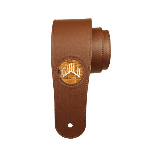 Guild® by Thalia Brown Guitar Strap ~ AAA Hawaiian Koa with Guild® Pearl Logo