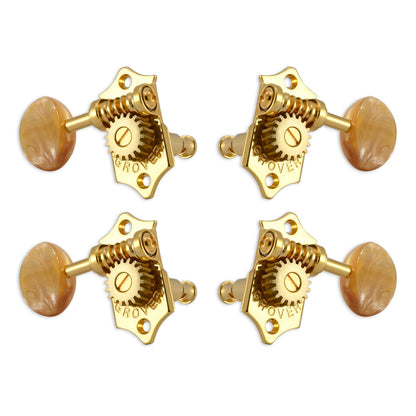 Grover U98 Series Sta-Tite Geared Ukulele Pegs (Set of 4) ~ Gold ~ Acrylic Buttons