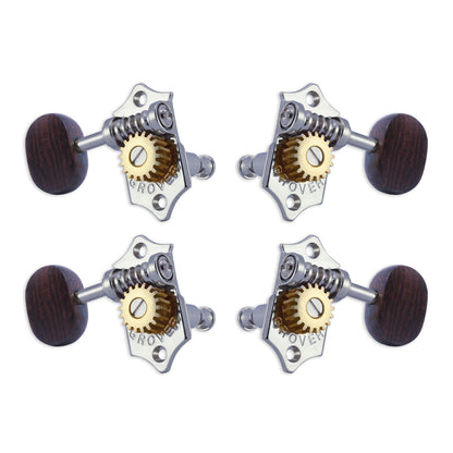 Grover U98 Series Sta-Tite Geared Ukulele Pegs (Set of 4) ~ Chrome ~ Rosewood Buttons