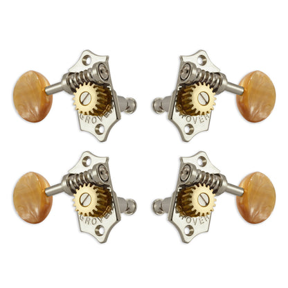 Grover U98 Series Sta-Tite Geared Ukulele Pegs (Set of 4) ~ Nickel ~ Acrylic Buttons