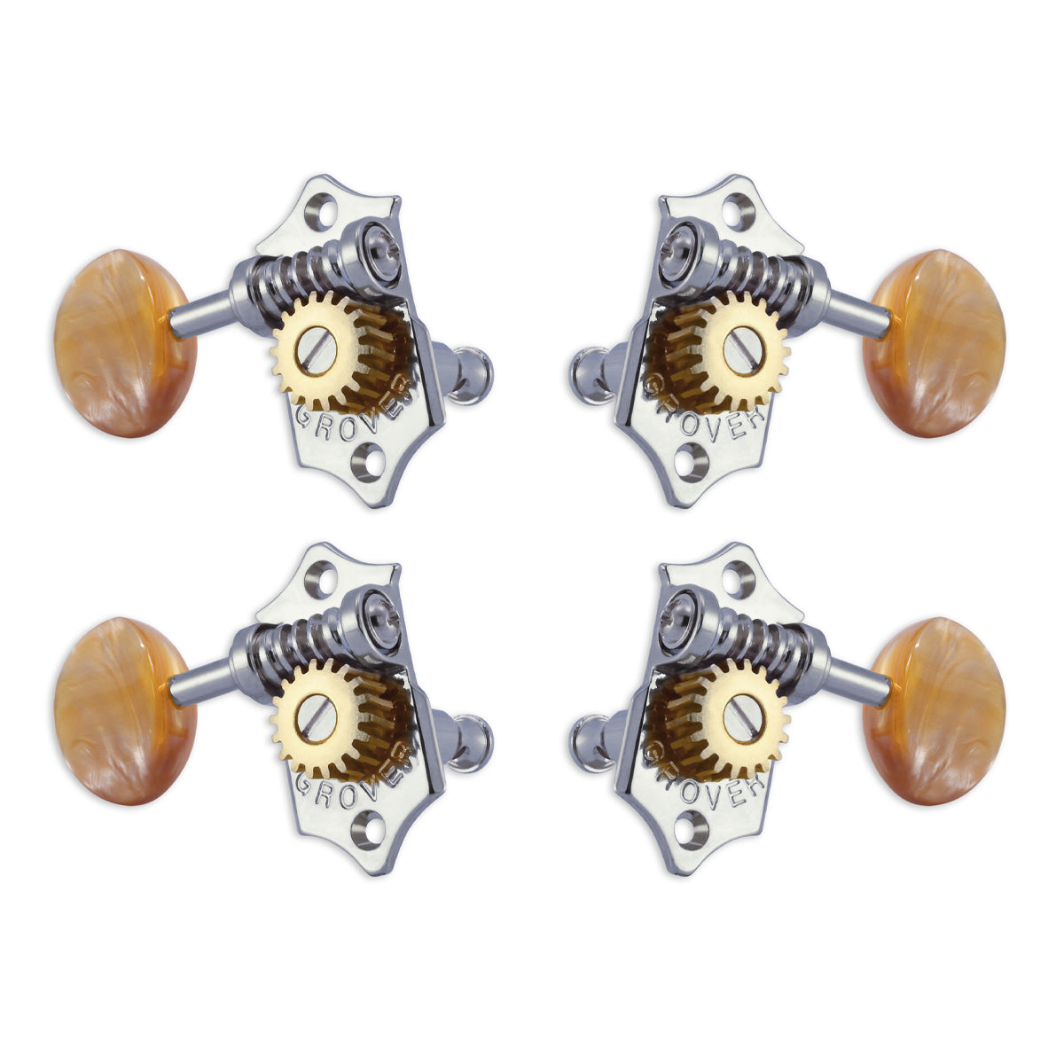 Grover U99 Series Sta-Tite Ukulele Pegs (Set of 4) ~ Chrome ~ Acrylic Buttons