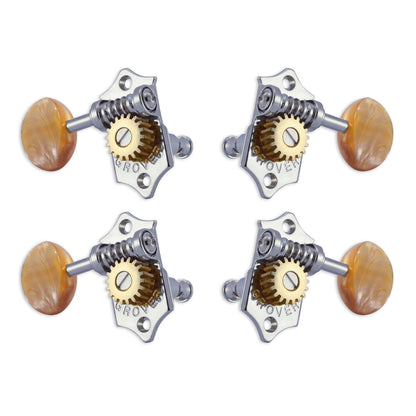 Grover U99 Series Sta-Tite Ukulele Pegs (Set of 4) ~ Chrome ~ Acrylic Buttons