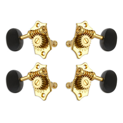 Grover U99 Series Sta-Tite Ukulele Pegs (Set of 4) ~ Gold ~ Ebony Buttons