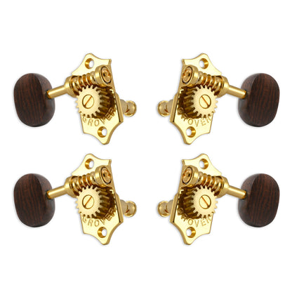 Grover U99 Series Sta-Tite Ukulele Pegs (Set of 4) ~ Gold ~ Rosewood Buttons