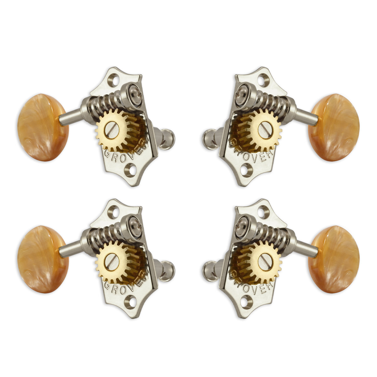 Grover U99 Series Sta-Tite Ukulele Pegs (Set of 4) – Nickel – Acrylic Buttons