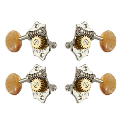 Grover U99 Series Sta-Tite Ukulele Pegs (Set of 4) – Nickel – Acrylic Buttons