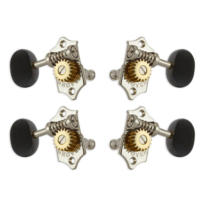 Grover U99 Series Sta-Tite Ukulele Pegs (Set of 4) ~ Nickel ~ Ebony Buttons