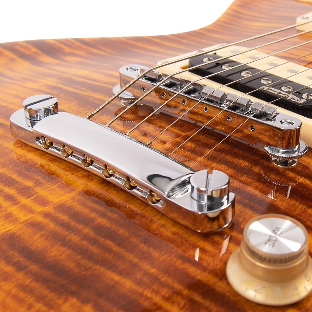 Vintage V100AFD ReIssued Electric Guitar ~ Flamed Amber