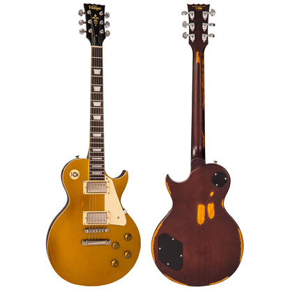 Distressed HH Gold Top Vintage V100 ICON Electric Guitar