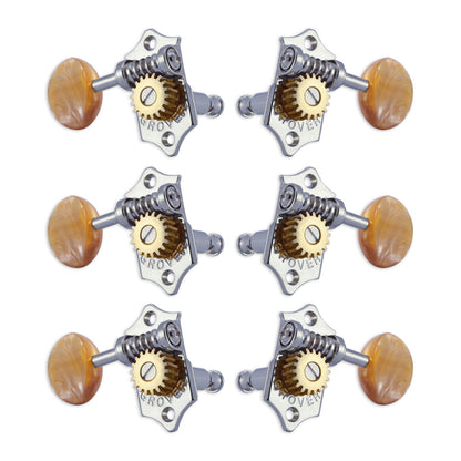 Grover STA-TITE Machineheads ~ 3+3 ~ Vertical ~ Chrome ~ Acrylic Buttons