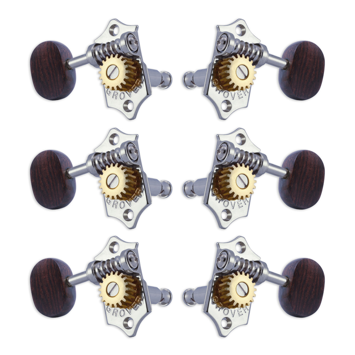 Grover STA-TITE Machineheads ~ 3+3 ~ Vertical ~ Chrome ~ Rosewood Buttons