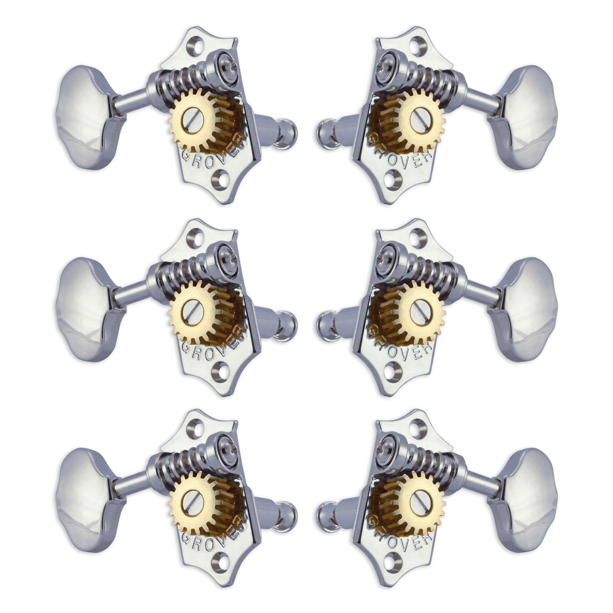 Grover STA-TITE Machineheads ~ 3+3 ~ Horizontal ~ Chrome