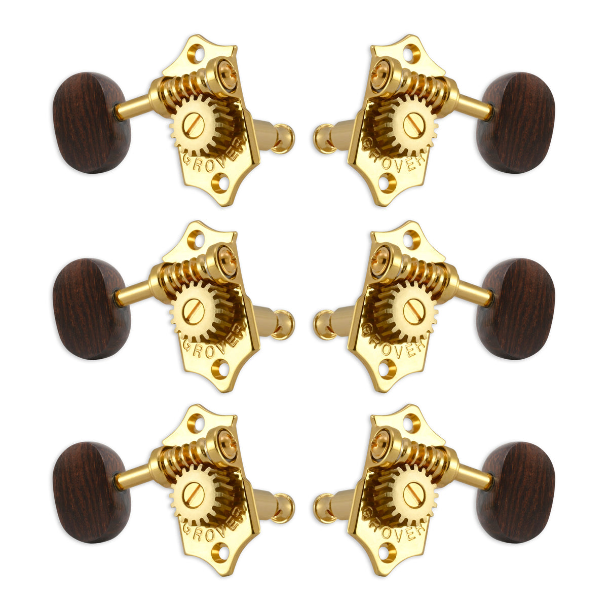 Grover STA-TITE Machineheads ~ 3+3 ~ Vertical ~ Gold ~ Rosewood Buttons