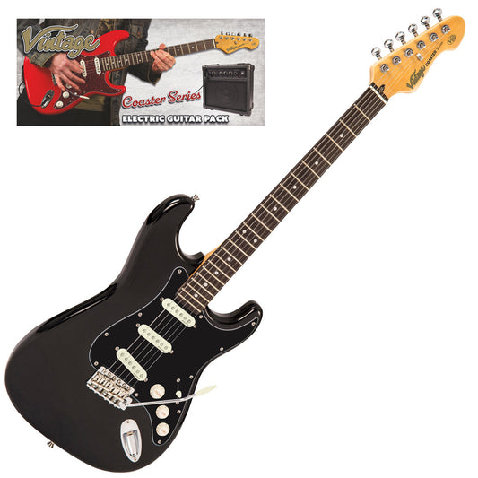 Boulevard Black Vintage V60 Coaster Series Electric Guitar Pack