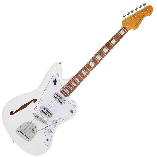 Arctic White Vintage REVO Series 'Surfmaster Thinline' Twin Electric Guitar 